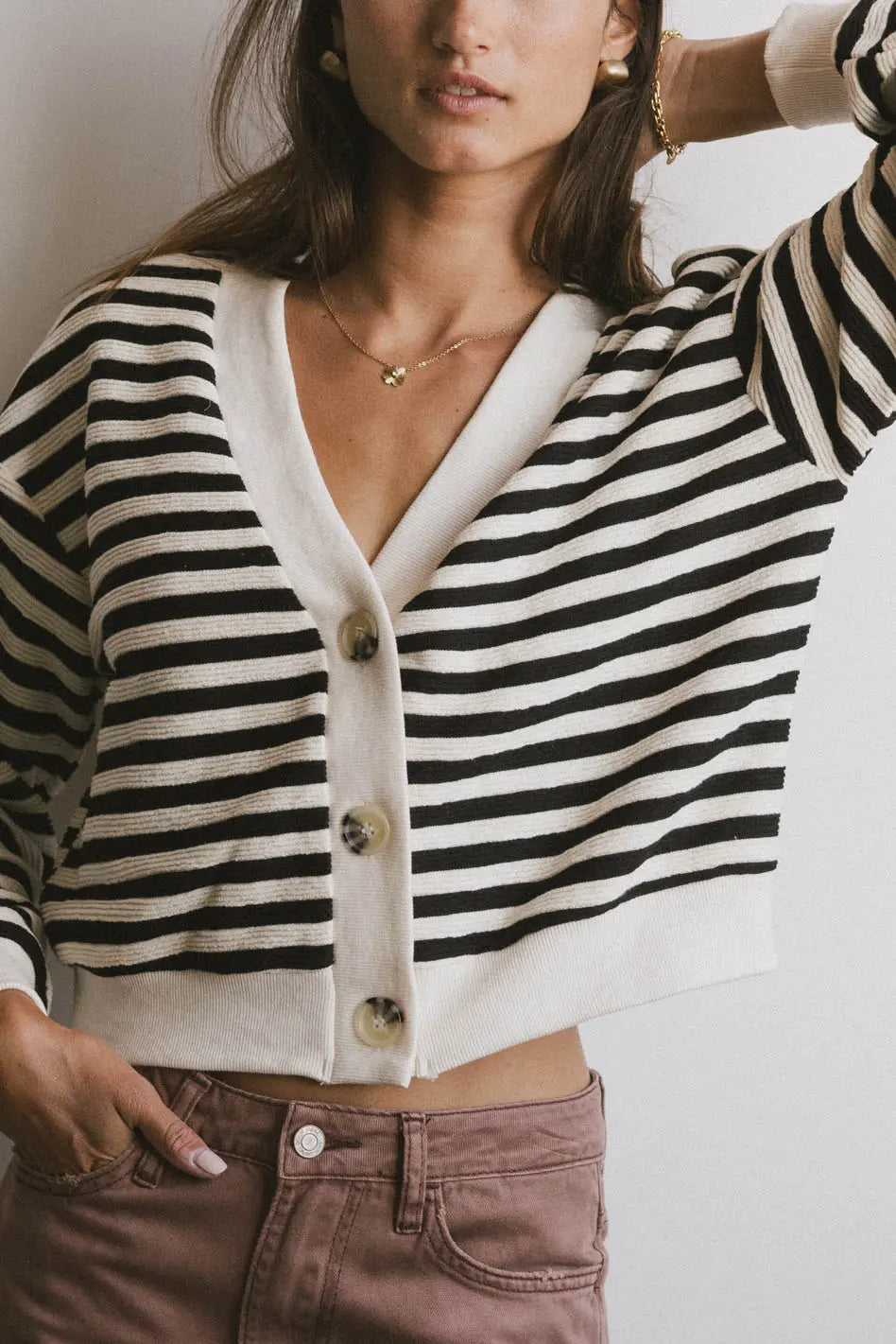 Osaia Striped Cardigan for Women - Cozy Knit Sweater, Lightweight Long Sleeve Open Front Cardigan - Perfect for Fall, Winter, Office Wear & Casual Outfits