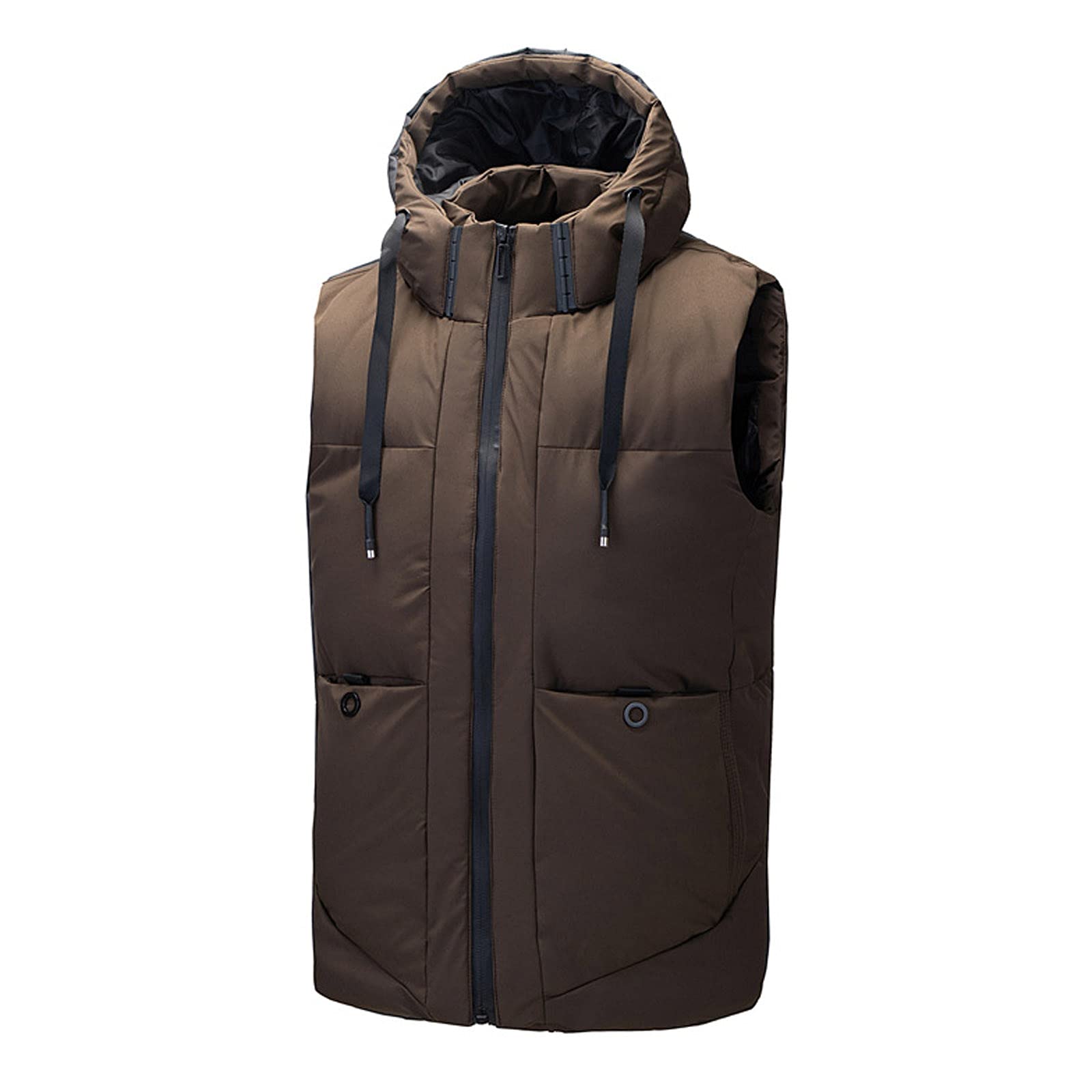 2021 Men's Warm Zip-Up Hooded Vest with Pockets - Lightweight Winter Jacket for Outdoor Activities, Hiking & Casual Wear