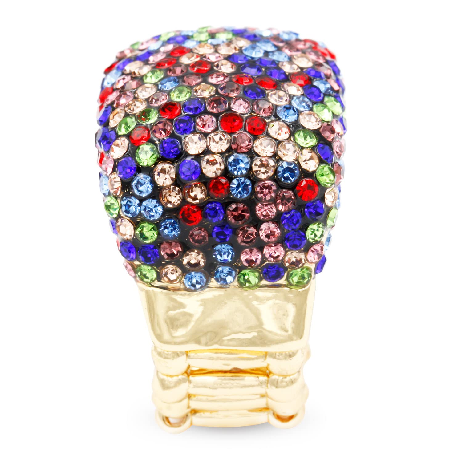 Luxury Crystal Stretch Rings for Women - Adjustable Half Cube Statement Rings for Everyday Wear & Special Occasions