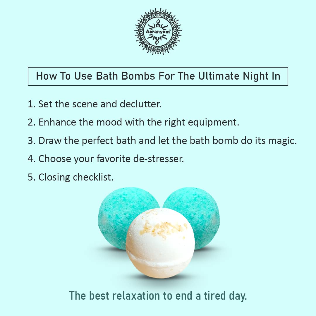 Aaranyam Calming Blue Bath Bombs Gift Set for Women - Oatmeal & Jasmine Scented, Hydrating & Moisturizing (4 Pack, 75g Each, 300g Total) - Perfect for Relaxation, Spa Nights & Self-Care Gifts