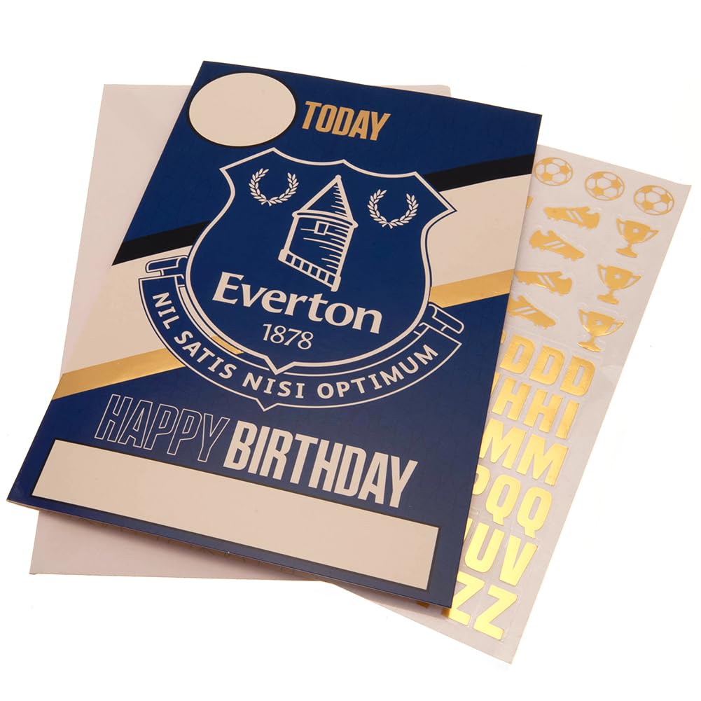 Everton FC Birthday Card with Customizable Name & Age Stickers - Perfect for Soccer Fans & Birthday Celebrations