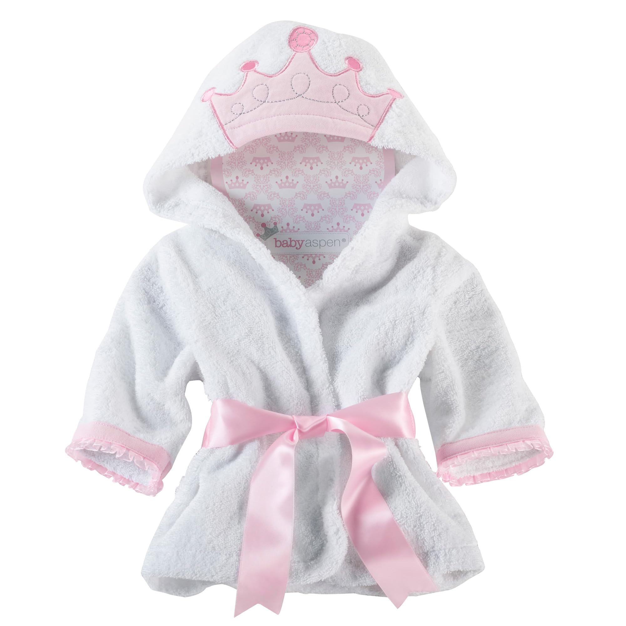 Baby Aspen Little Princess Hooded Tower Robe for Newborns 0-9 Months | Soft Baby Bath Towel & Spa Robe | Perfect for Bath Time, Swimming & Photo Shoots