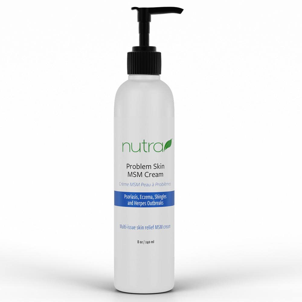 MSM Cream for Problem Skin - Nutra Health 8 oz Pump Bottle | Soothes Dryness, Redness & Irritation | Perfect for Eczema, Psoriasis & Sensitive Skin Care
