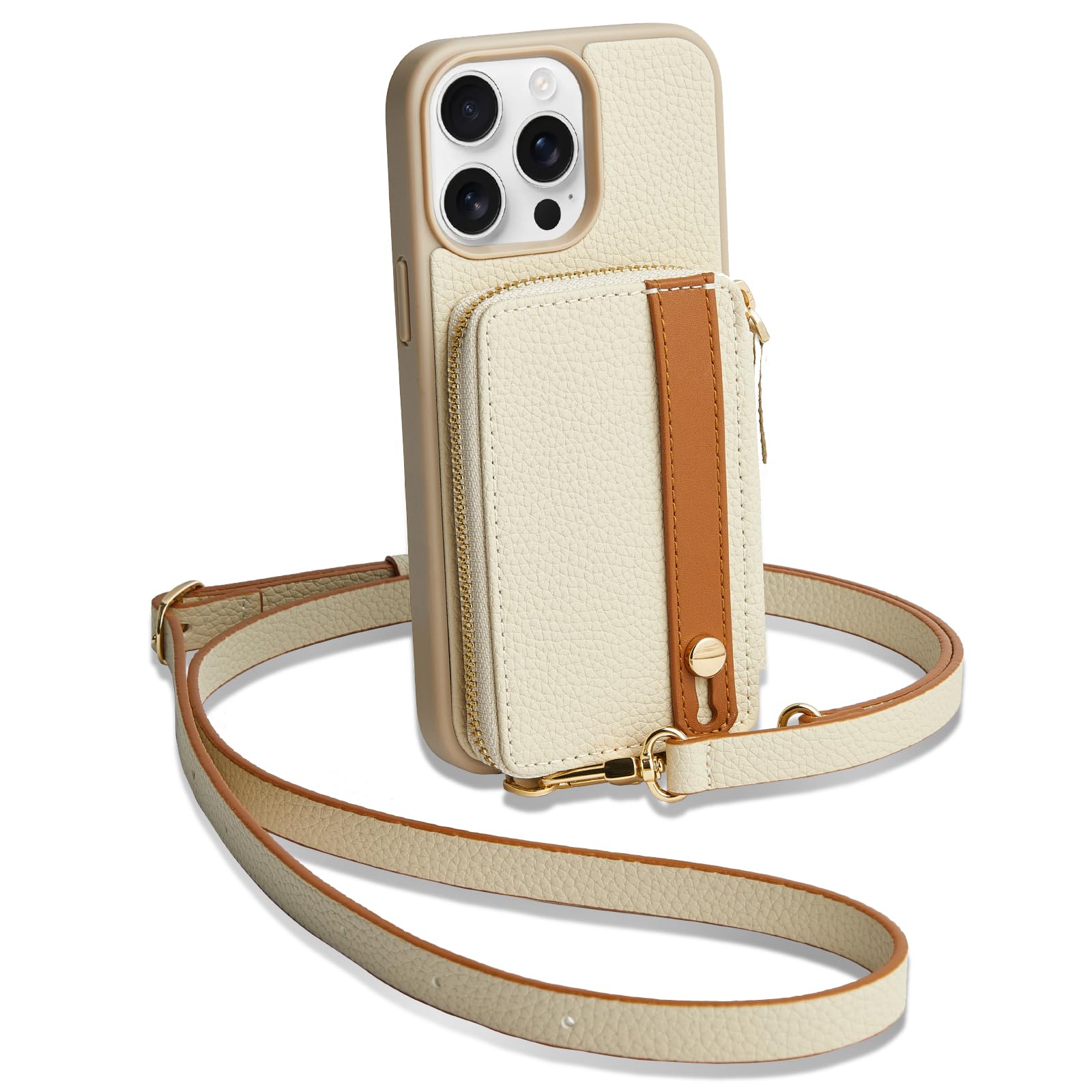 LAMEEKU Leather Wallet Case for iPhone 15 Pro (6.1