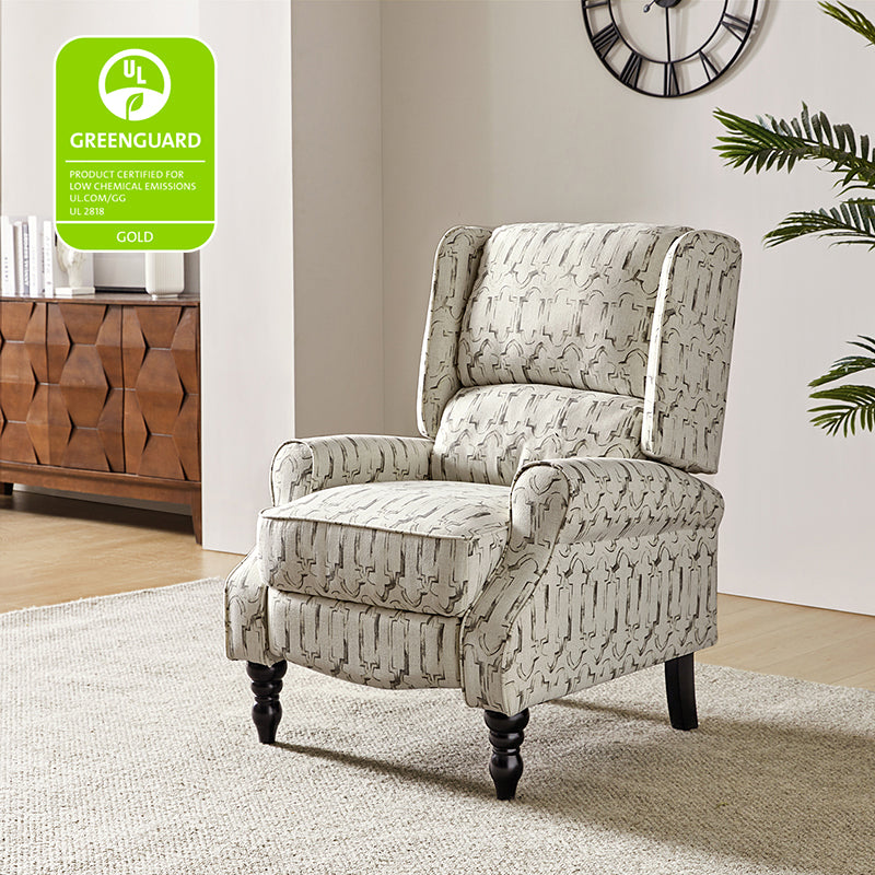 Erdeni Upholstered Manual Wingback Recliner Chair - Comfortable Living Room Armchair with Smooth Reclining Mechanism - Perfect for Home Theater, Reading Nook & Relaxation
