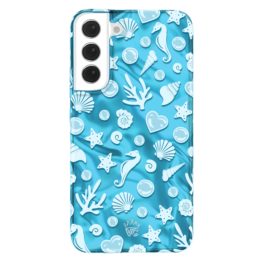 Aquamarine Holographic Samsung Phone Case - Protective Cover for Samsung Galaxy S21/S22/S23 - Trendy Glitter Design for Everyday Use & Special Occasions