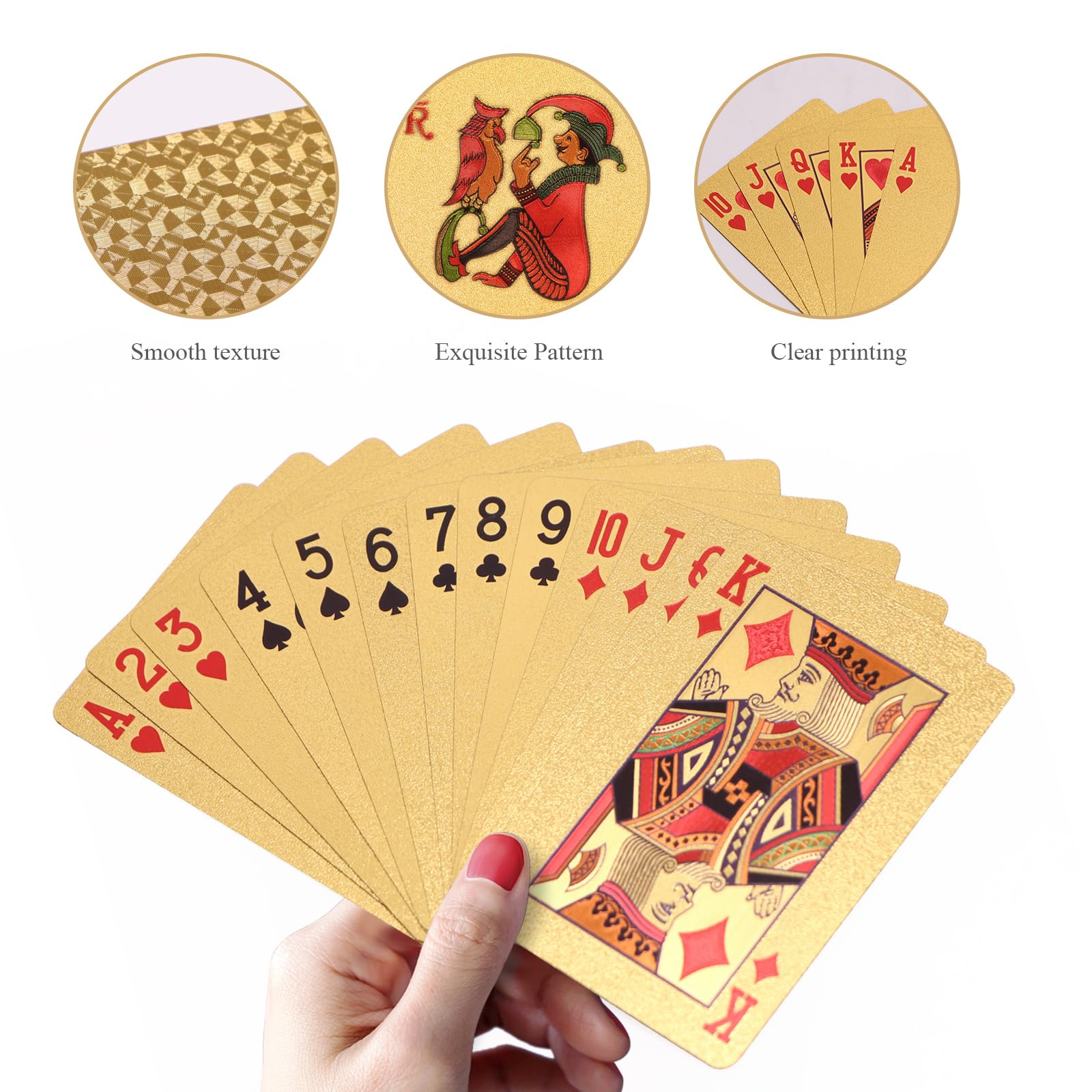 Waterproof Plastic Playing Cards Deck - Durable Gold Poker Cards for Outdoor, Travel & Casino Games - Perfect Gift for Card Players & Collectors
