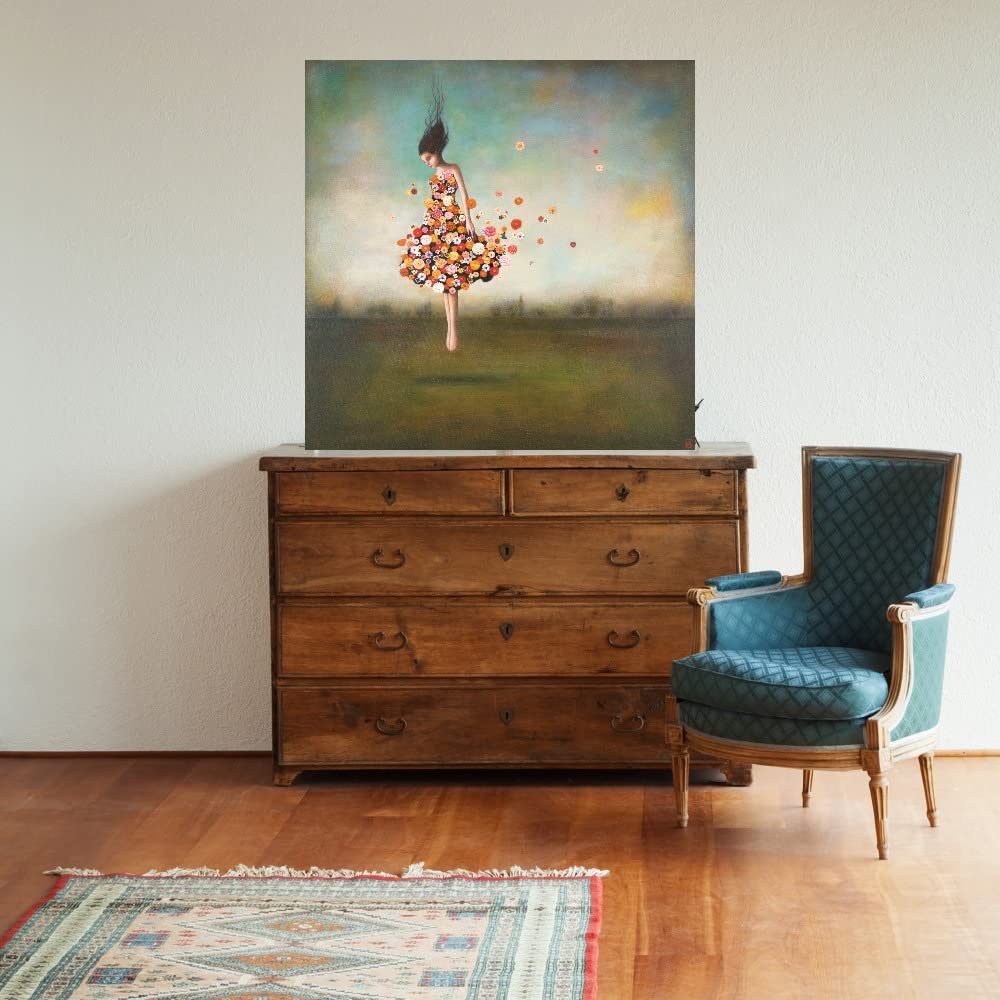 Boundlessness in Bloom - Premium Canvas Wall Art by Artist Duy Huynh - 32x32 Inch Ready-to-Hang Painting for Living Room, Bedroom, Office Decor - Modern Floral Home Decor for Housewarming Gifts & Interior Design