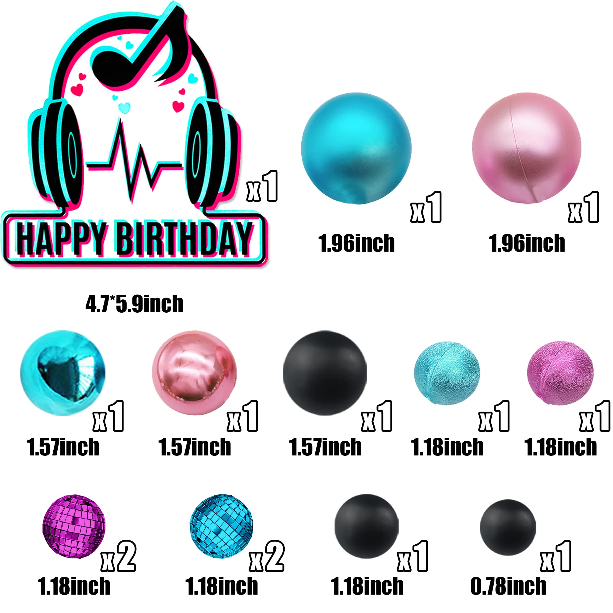 14 PCS Disco Ball Cake Toppers - Blue, Pink, Black Mirror Ball Decorations for Birthday, Wedding, Disco Theme Parties - Perfect for Boys, Girls, Musical & Video Media Celebrations - Great for Cake Decor, Table Centerpieces & Party Backdrops