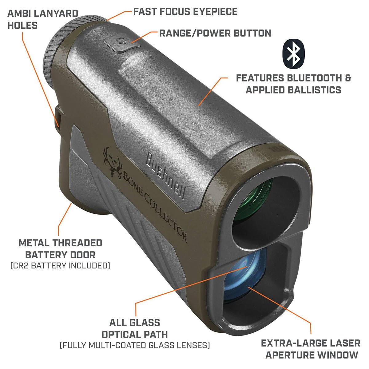 Bushnell Bone Collector 1800 Laser Rangefinder with Bluetooth & Angle Compensation - Perfect for Hunting, Bowhunting, and Long-Range Shooting - Ideal for Deer Hunting, Target Practice, and Outdoor Adventures