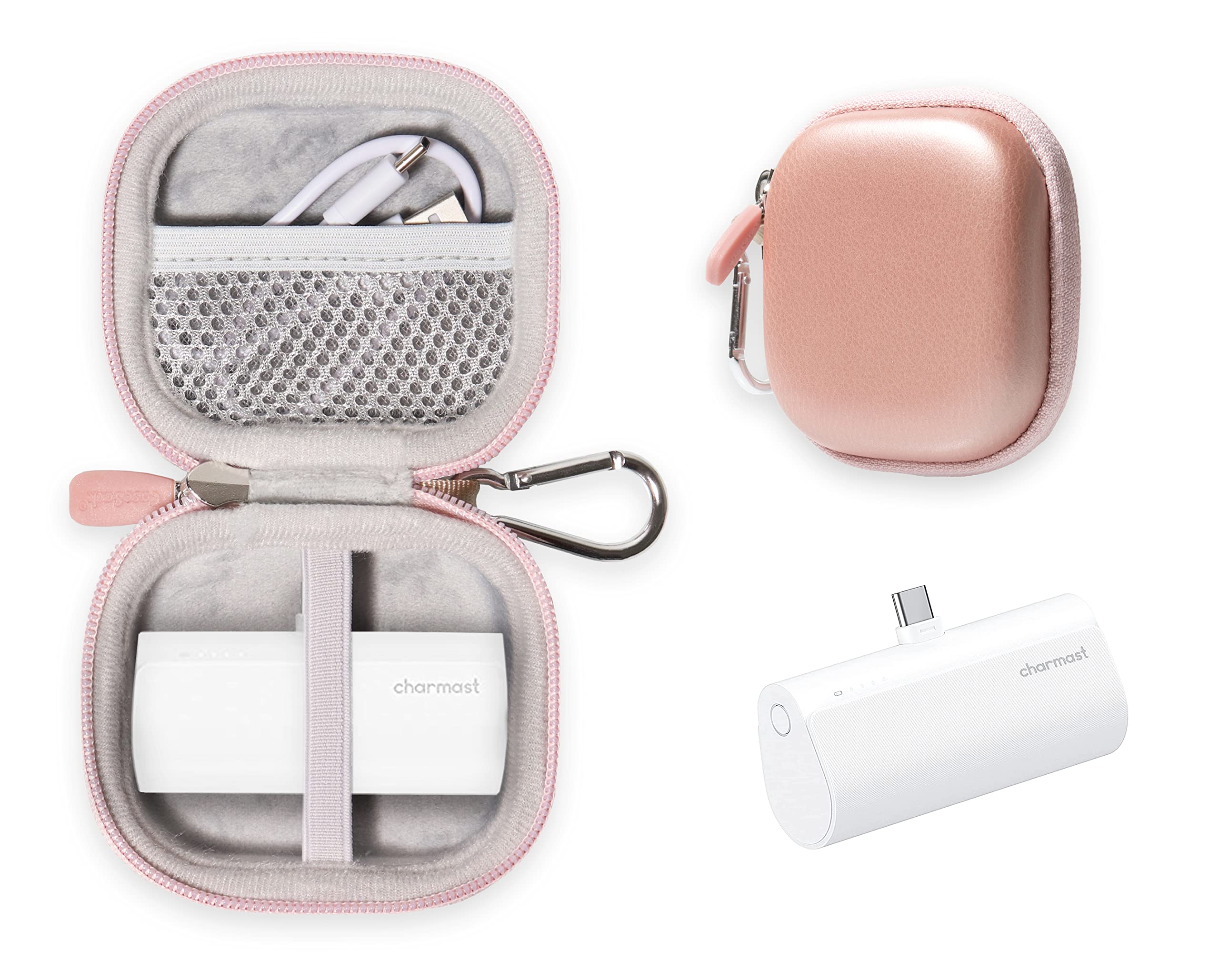 Charmast Small Portable Charger Travel Case - Rose Gold Protective Pouch for Power Bank | Perfect for Travel, Camping & Daily Commute