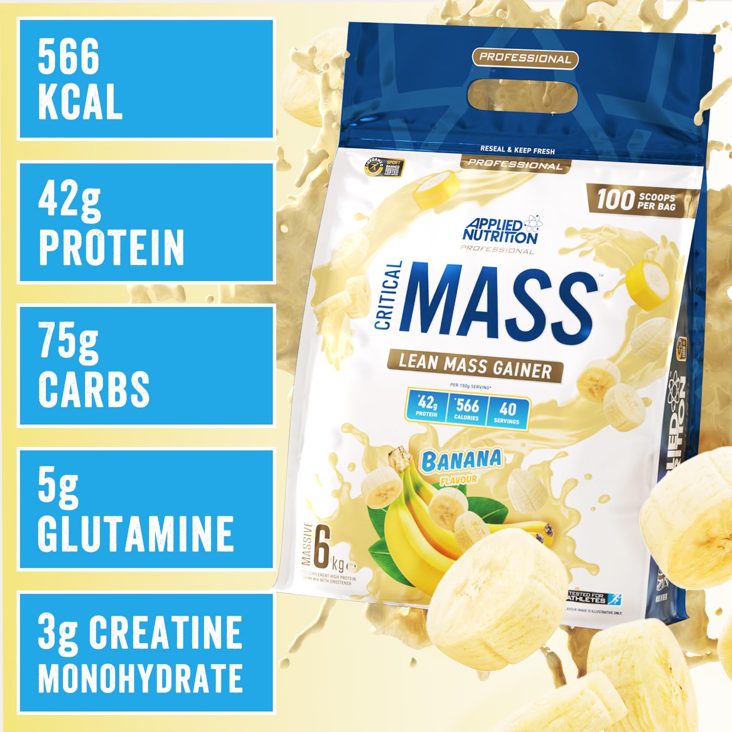 Applied Nutrition Critical Mass Professional Weight Gainer - 6000g for Muscle Growth & Recovery | Perfect for Bodybuilders & Athletes
