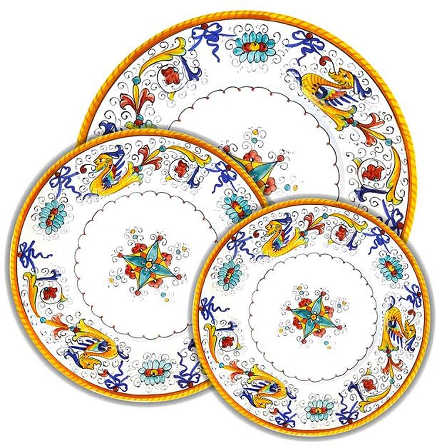 Handcrafted Raffaellesco Deruta Table Set | Authentic Italian Ceramics Hand-Painted in Deruta Italy | Elegant Dinnerware for Fine Dining & Home Decor