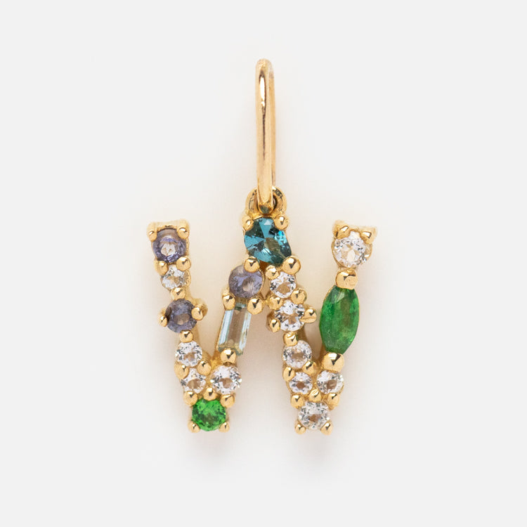 Solid Gold Gemstone Letter Charm - Personalized Initial Pendant for Necklaces & Bracelets - Perfect for Gifts, Birthdays & Anniversaries