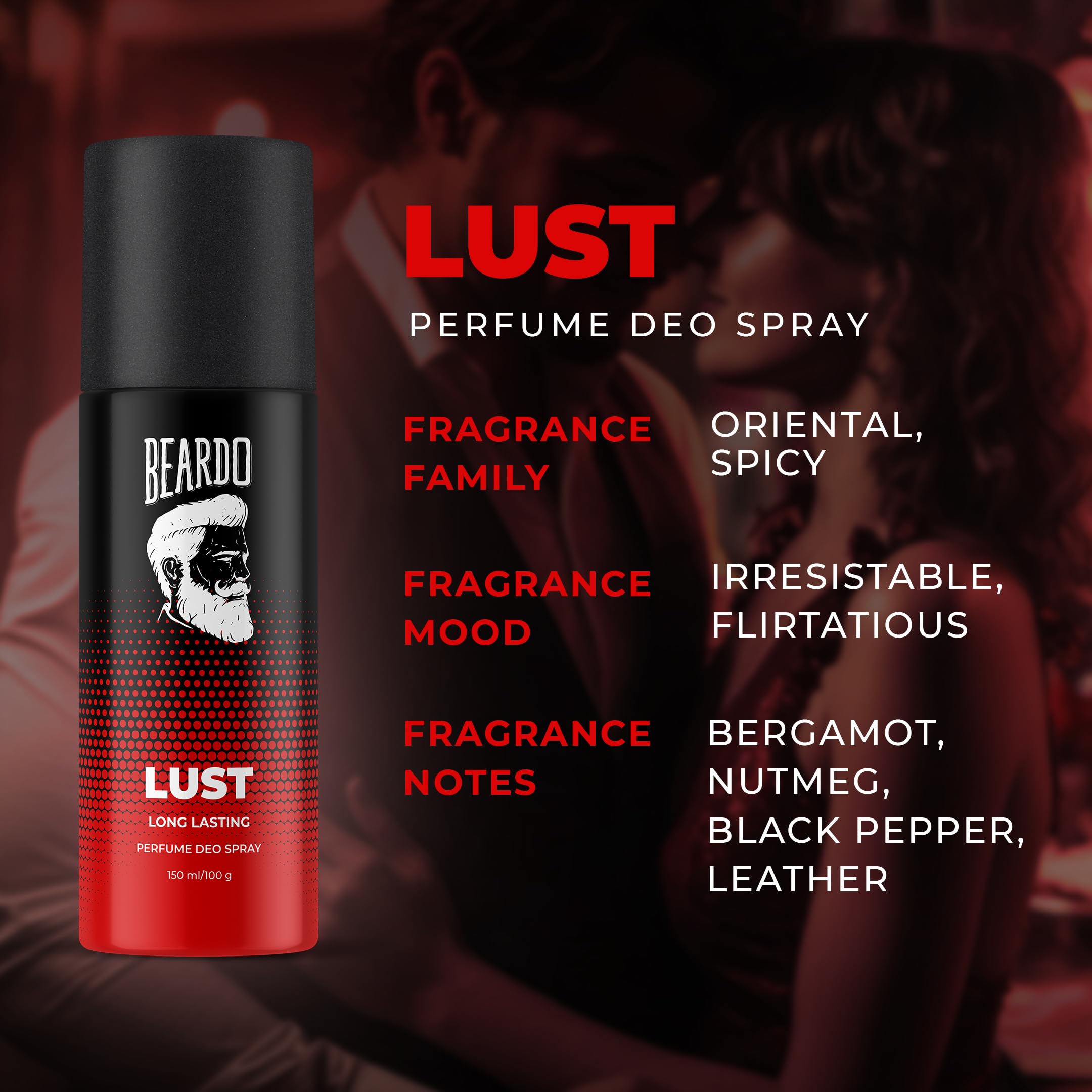 Beardo Whisky Smoke & Lust Perfume Body Spray for Men - Set of 2 | Long Lasting Spicy & Woody Oudh Scent | Date Night & Special Occasion Cologne | Perfect Christmas Gift for Him, Boyfriend or Friends | Fresh & Masculine Fragrance for Daily Wear & Evening Events