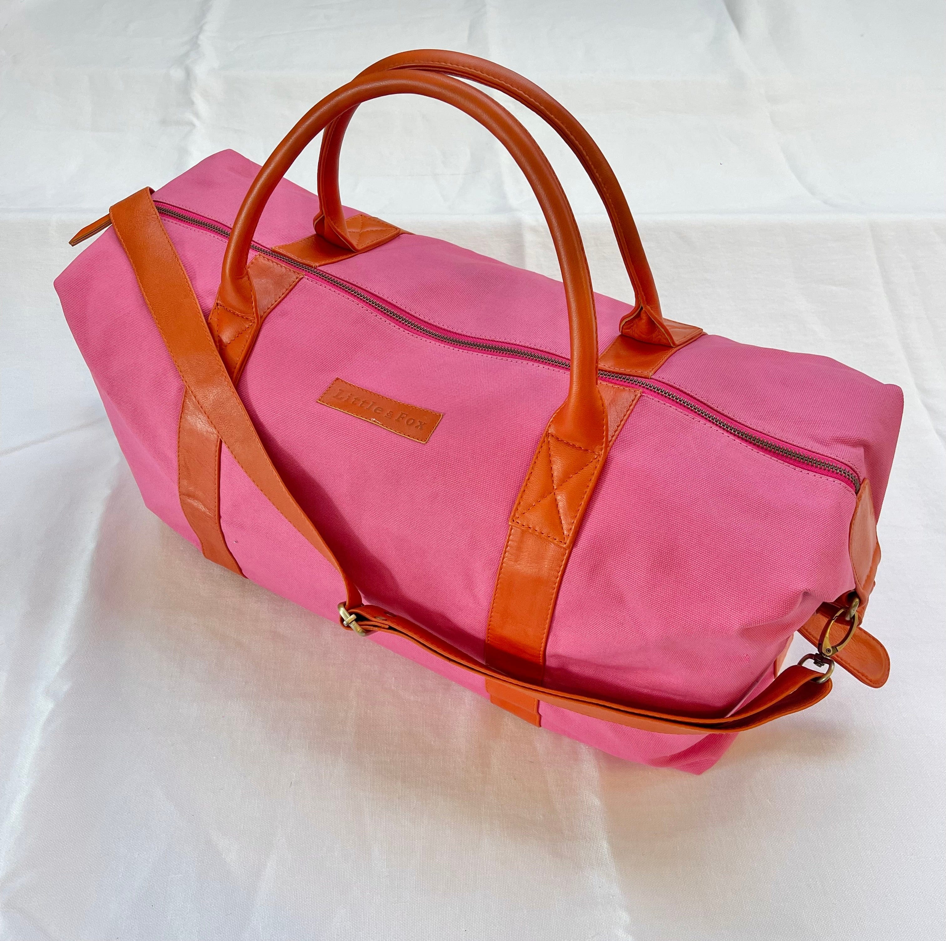The Little & Fox Weekender Bag - Deep Pink with Scarlet Accents - Perfect for Travel, Gym, or Weekend Getaways