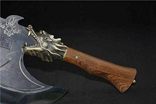 Hand-Forged Manganese Steel Dragon Head Axe - Professional Chef Chopping Knife for Bones & Meat | Durable Sharp Chinese Kitchen Hatchet | Perfect for Home Cooking, Butchering & Outdoor Camping
