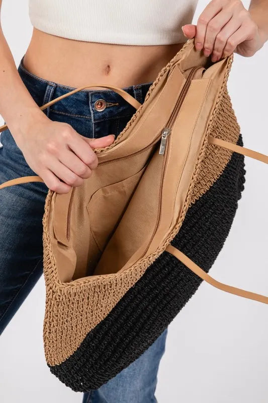 Eco-Friendly Straw Braided Beach Tote Bag for Women - Large Woven Handbag for Summer, Vacation, Pool & Shopping - Perfect Beach Accessory for Sunbathing, Travel & Outdoor Activities