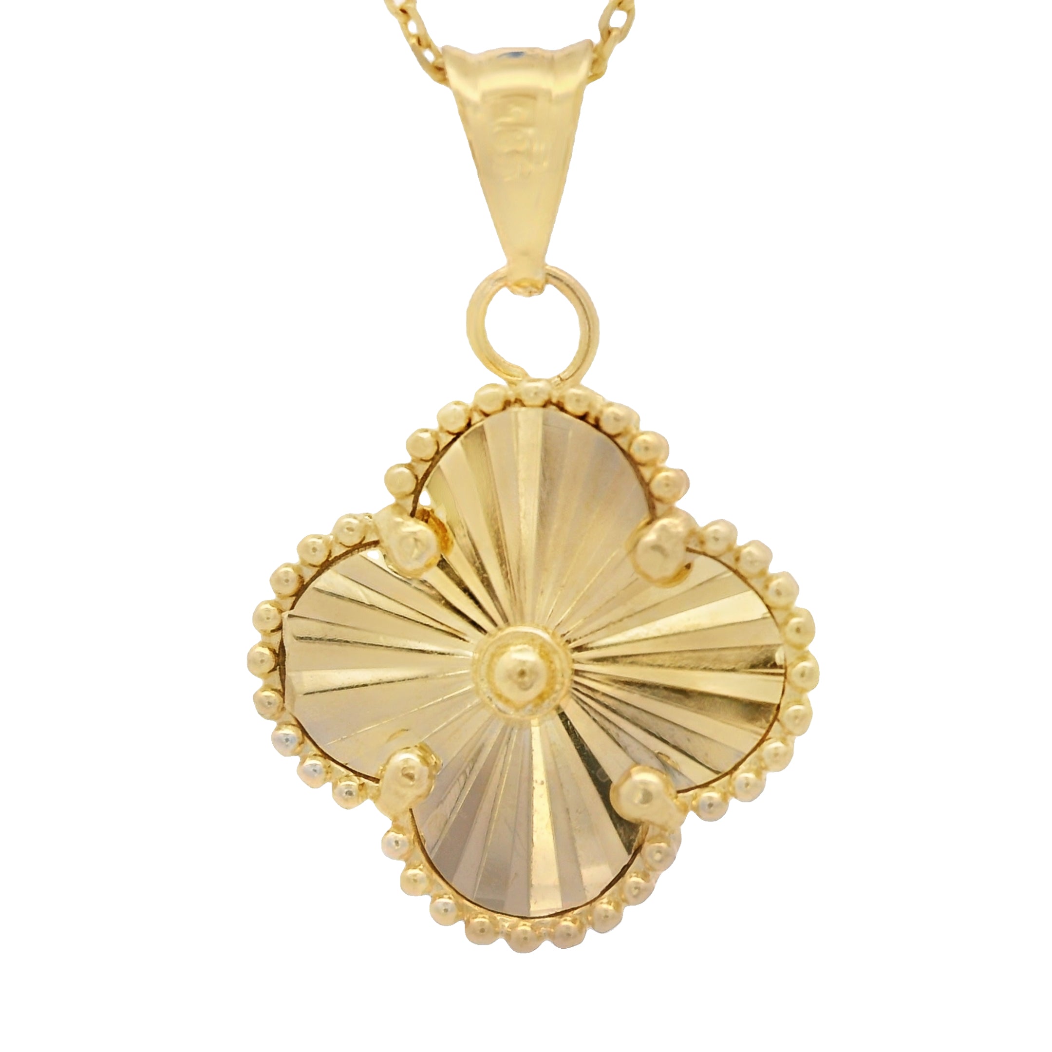 14K Gold Clover Pendant Necklace with Cable Chain - Elegant Jewelry for Women | Perfect for Gifts, Anniversaries & Everyday Wear