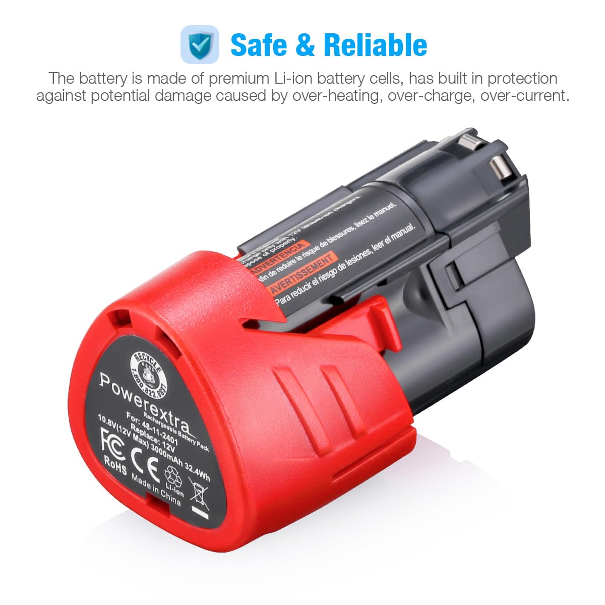 2 Pack Milwaukee M18 18V Lithium-Ion Replacement Battery - High Capacity Power Tool Battery for Drills, Saws & More - Perfect for Construction, Woodworking & DIY Projects