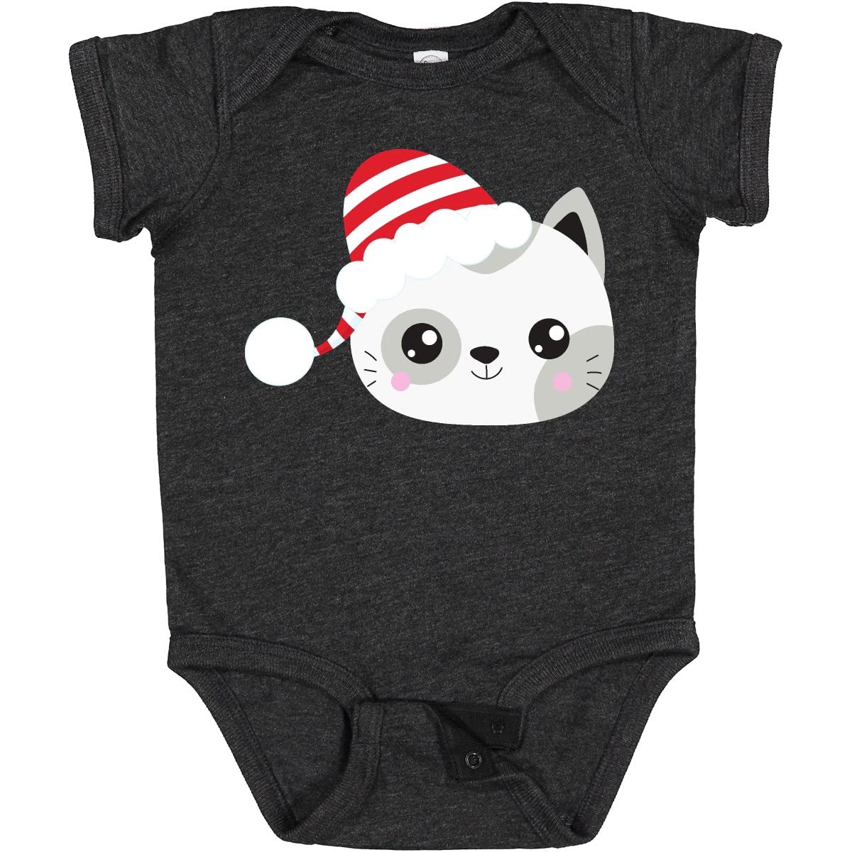 Inktastic Christmas Cat Bodysuit - Cute Santa Hat Cat Onesie for Babies | Holiday Outfit, Christmas Photo Shoot, Newborn Gift Idea