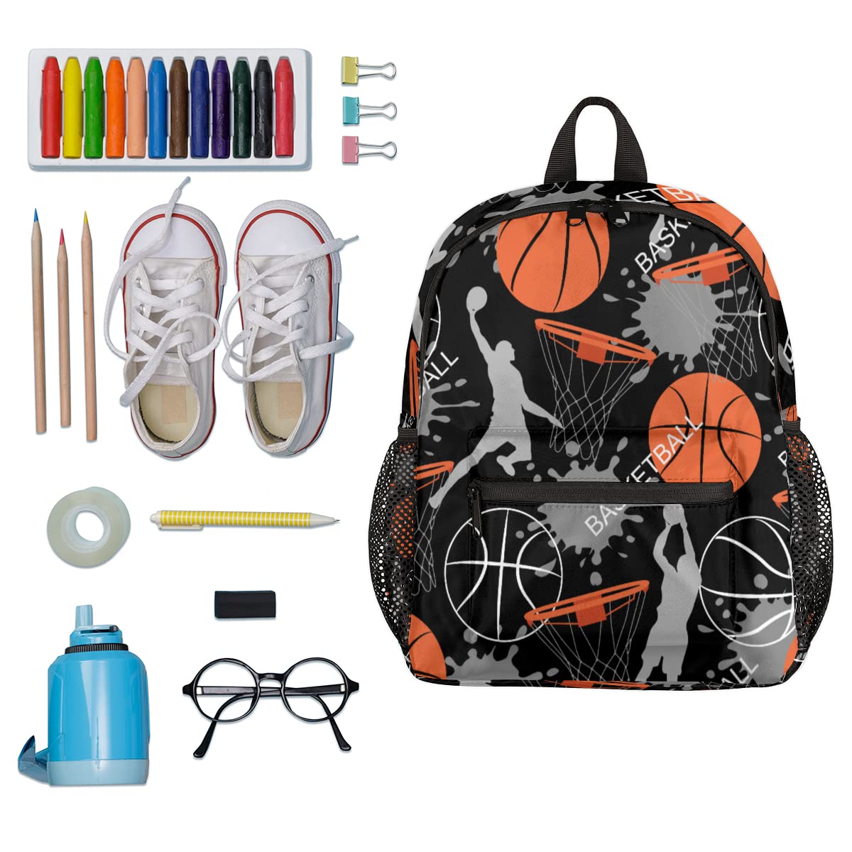 OSAM SPACE Basketball Backpack for Boys & Kids - 12 Inch Small Sports Backpack with Chest Strap - Perfect for School, Gym & Basketball Practice