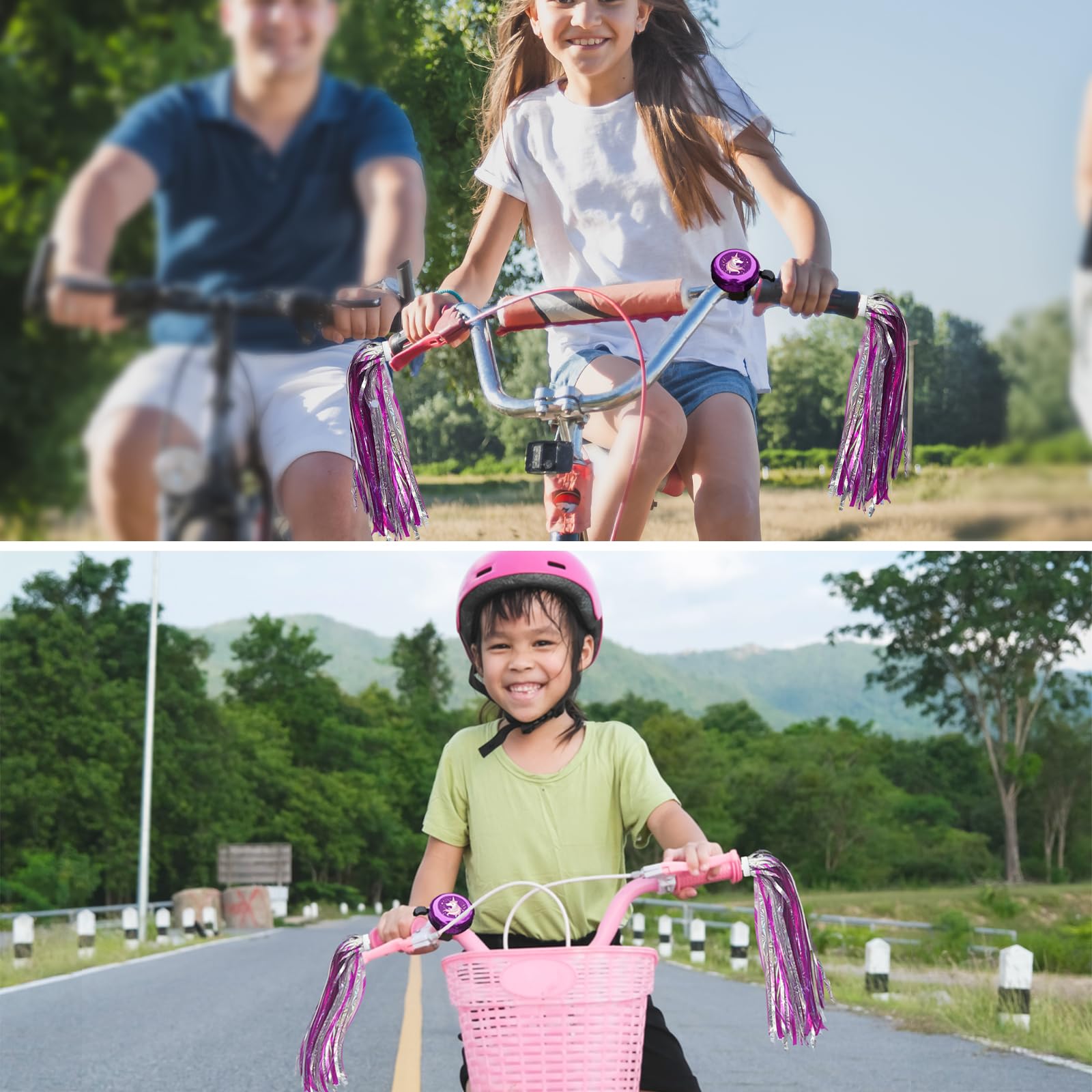 Kids Bike Bell with 2 Streamers - Cute Bicycle Accessories for Boys & Girls | Perfect for Birthday Gifts & Cycling Safety