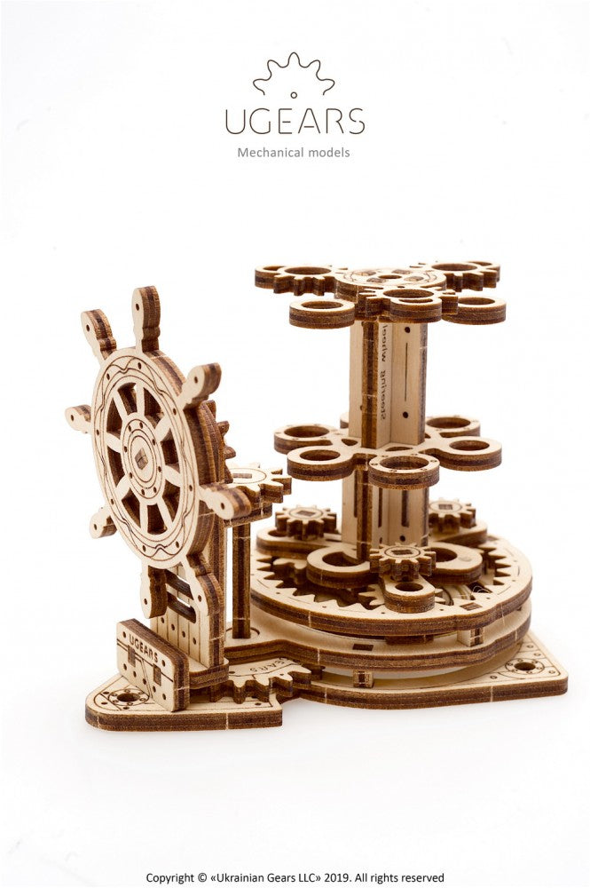 UGears Wooden Wheel Organizer & Pen Holder - 3D Puzzle Mechanical Desk Organizer for Office, School, Workshop | Perfect for Pencils, Markers, Tools Storage & DIY Gift Idea