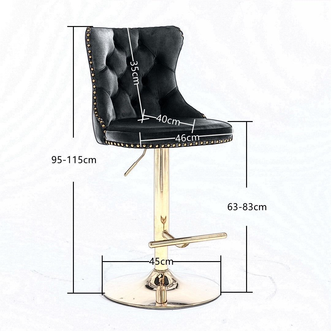 Adjustable Height Swivel Bar Stools with Footrest - Velvet Upholstered, Gold Metal Base, Beige - Perfect for Kitchen Islands, Home Bars & Breakfast Nook Seating