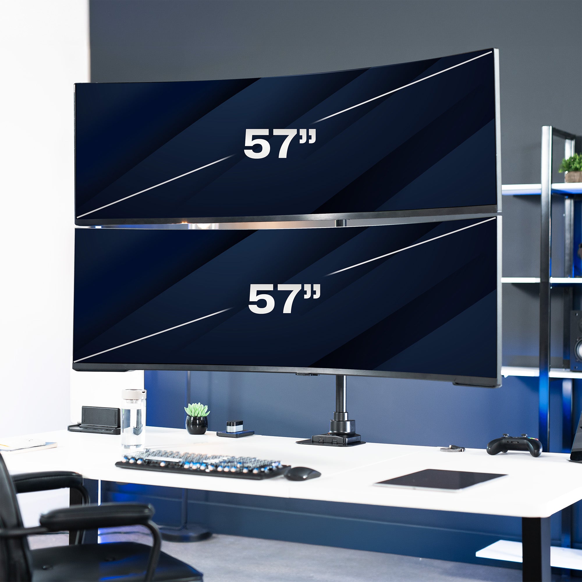 Dual Ultrawide Vertical Monitor Desk Mount Stand - Adjustable Ergonomic VESA Compatible for 13-32 inch Screens - Perfect for Home Office, Gaming & Productivity Setup