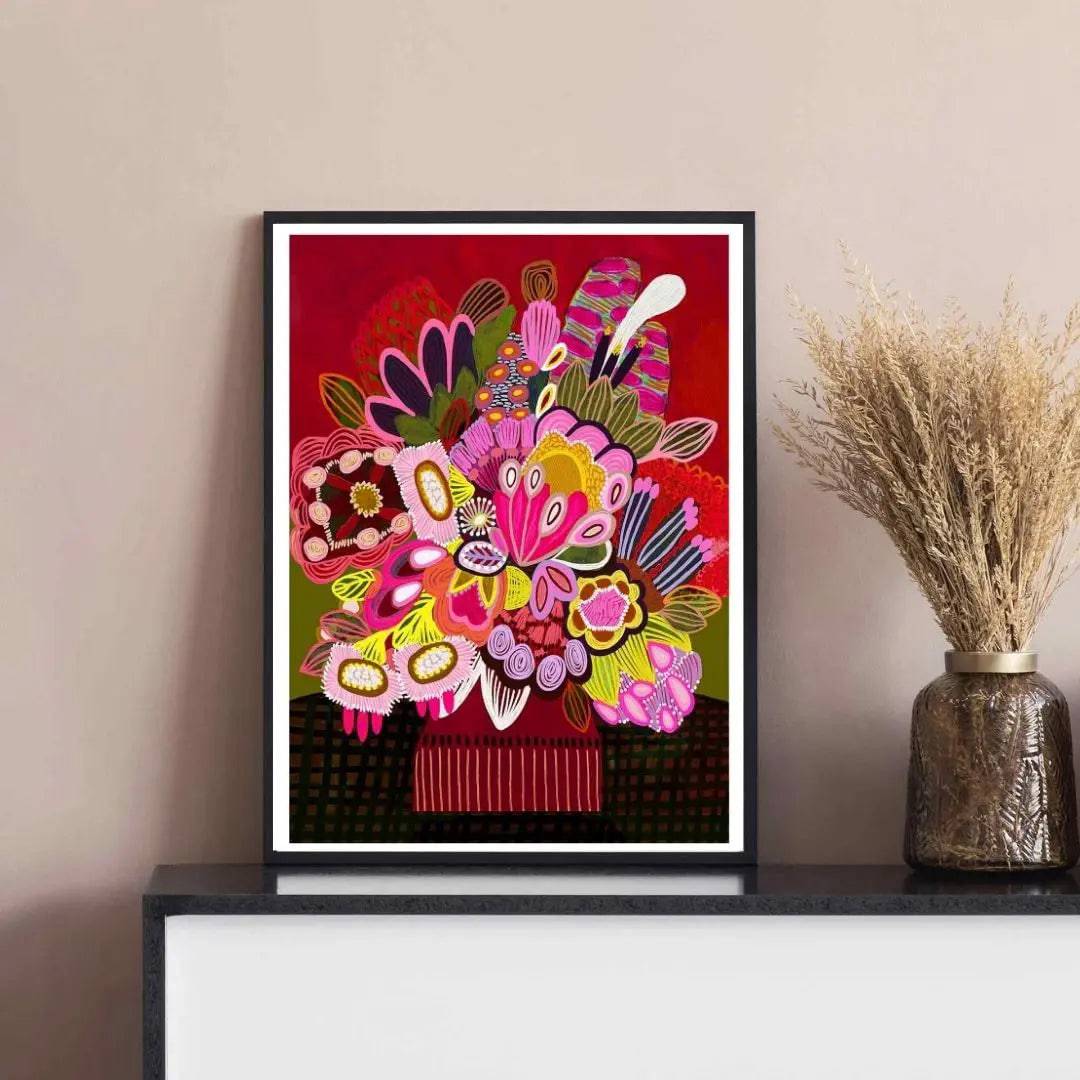 Botanica Stupenda Modern Art Print - Vibrant Botanical Wall Decor for Living Room, Bedroom & Office | Perfect Home & Office Decoration