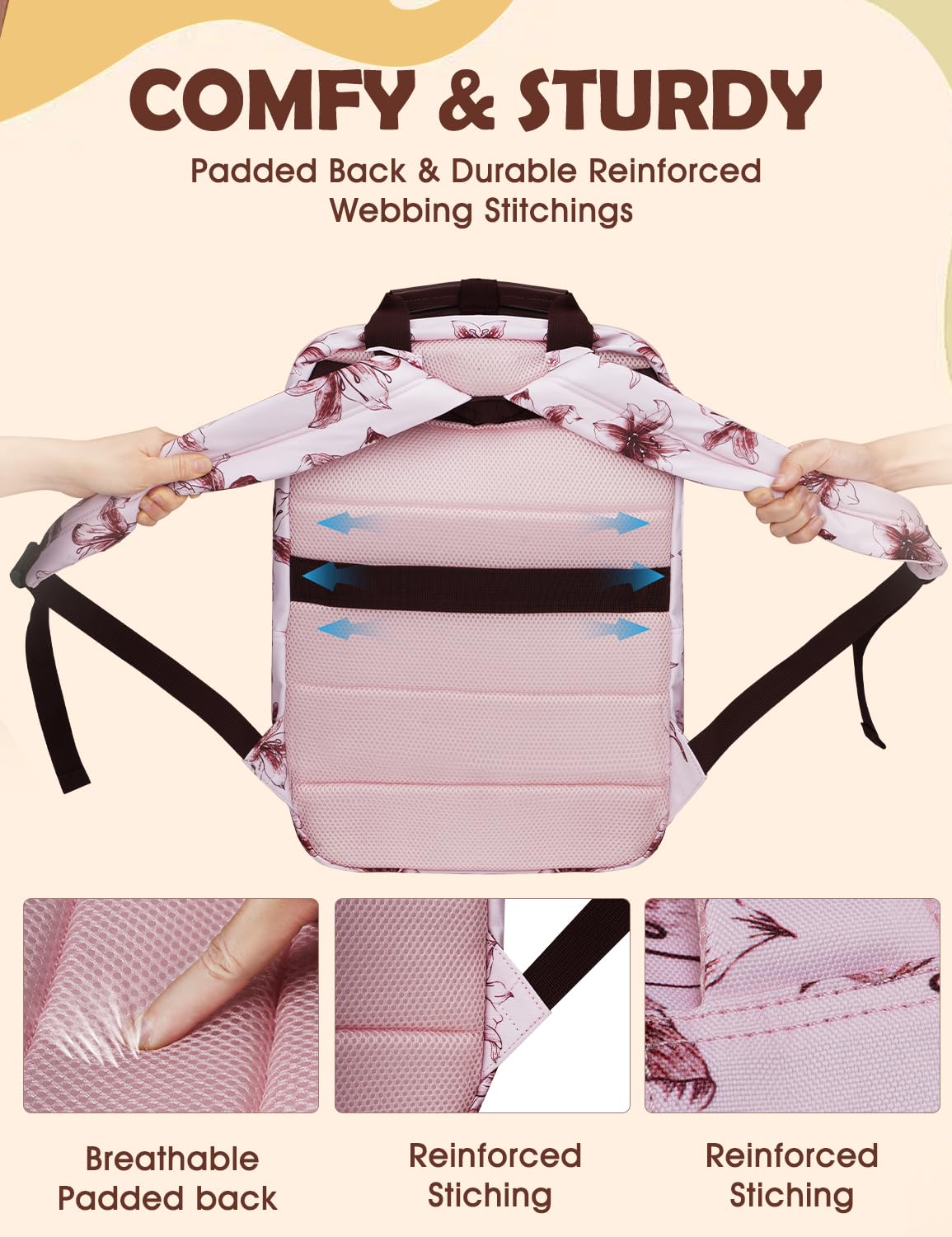 Pink TSA Approved Travel Backpack for Women - 17.3 Inch Lightweight Laptop Backpack with USB Charging Port & Padded Compartment - Perfect Carry-On Personal Item Bag for Air Travel, Commuting & Daily Use