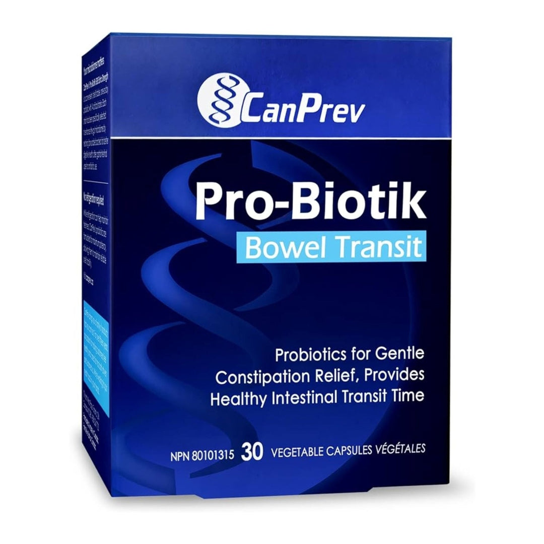 Canprev Pro Biotik Bowel Transit Probiotic Supplement - 30 Vegan Capsules for Digestive Health & Gut Support - Ideal for Travel & Daily Wellness
