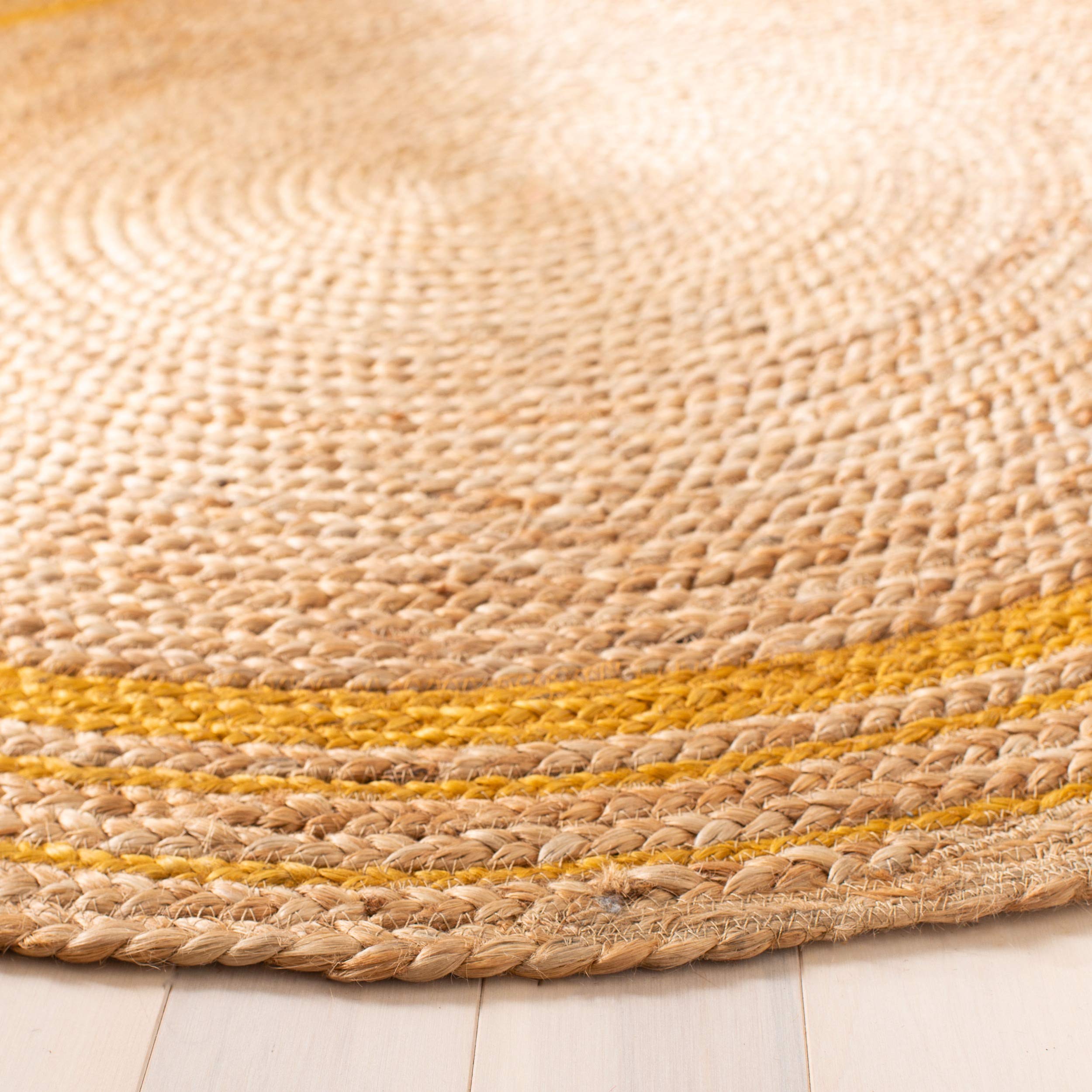 SAFAVIEH Handmade Boho Braided Jute Area Rug - 7' Round Natural Fiber Rug in Beige & Gold (NF807B) | Perfect for Living Room, Bedroom, or Boho Chic Home Decor