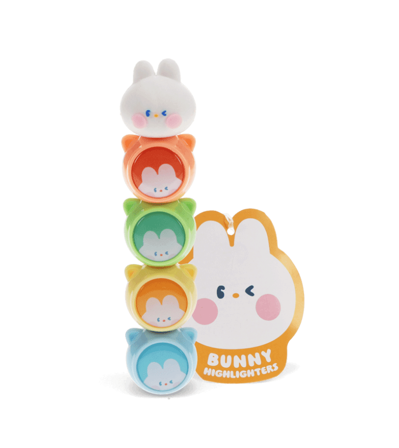 Rex London Stackable Bunny Highlighters Set - 6 Color Assorted Pastel Markers for Note Taking, Studying & Office Use - Fun & Cute School Supplies for Students & Teachers