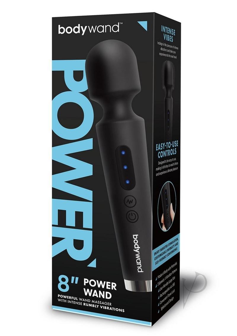 Bodywand Power Wand Rechargeable Silicone Wand Massager - 8 Inch Black - Personal Massage for Relaxation & Muscle Relief - Perfect for Home Spa & Self-Care