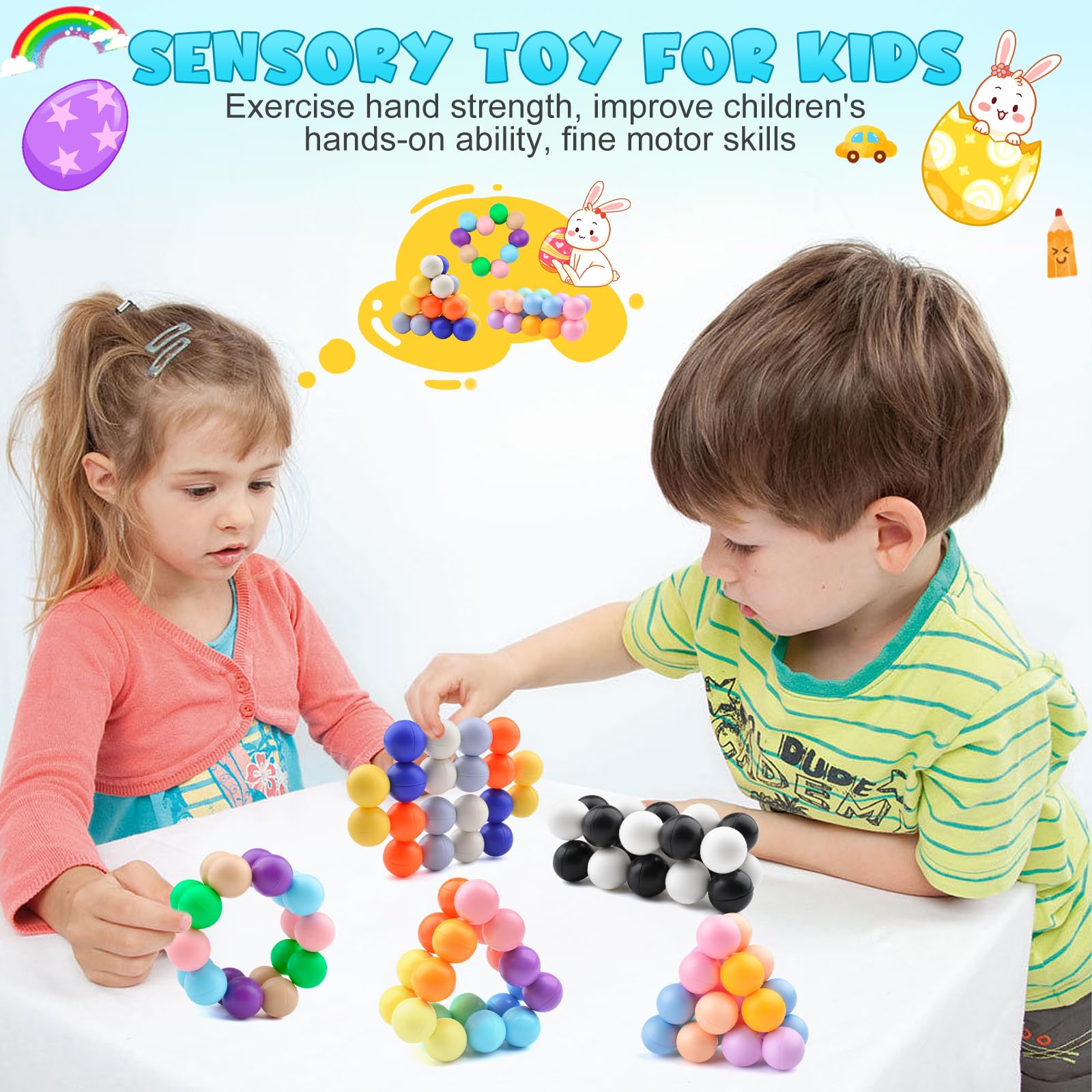 4PCS Autism Sensory Toys for Kids & Adults - Stress Relief Fidget Toys for Autism, ADHD, Anxiety - Stocking Stuffers, Travel Toys for Toddlers Ages 3-5 - Perfect for Home, School & Car Rides (E)