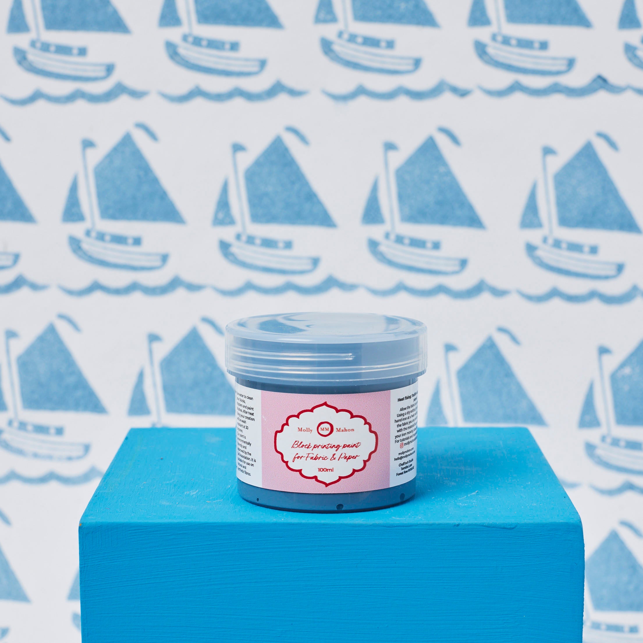 Block Printing Paint Mid Blue - Premium Fabric & Textile Dye for DIY Crafts, Home Decor, and Art Projects | Perfect for Batik, Screen Printing, and Handmade Gifts