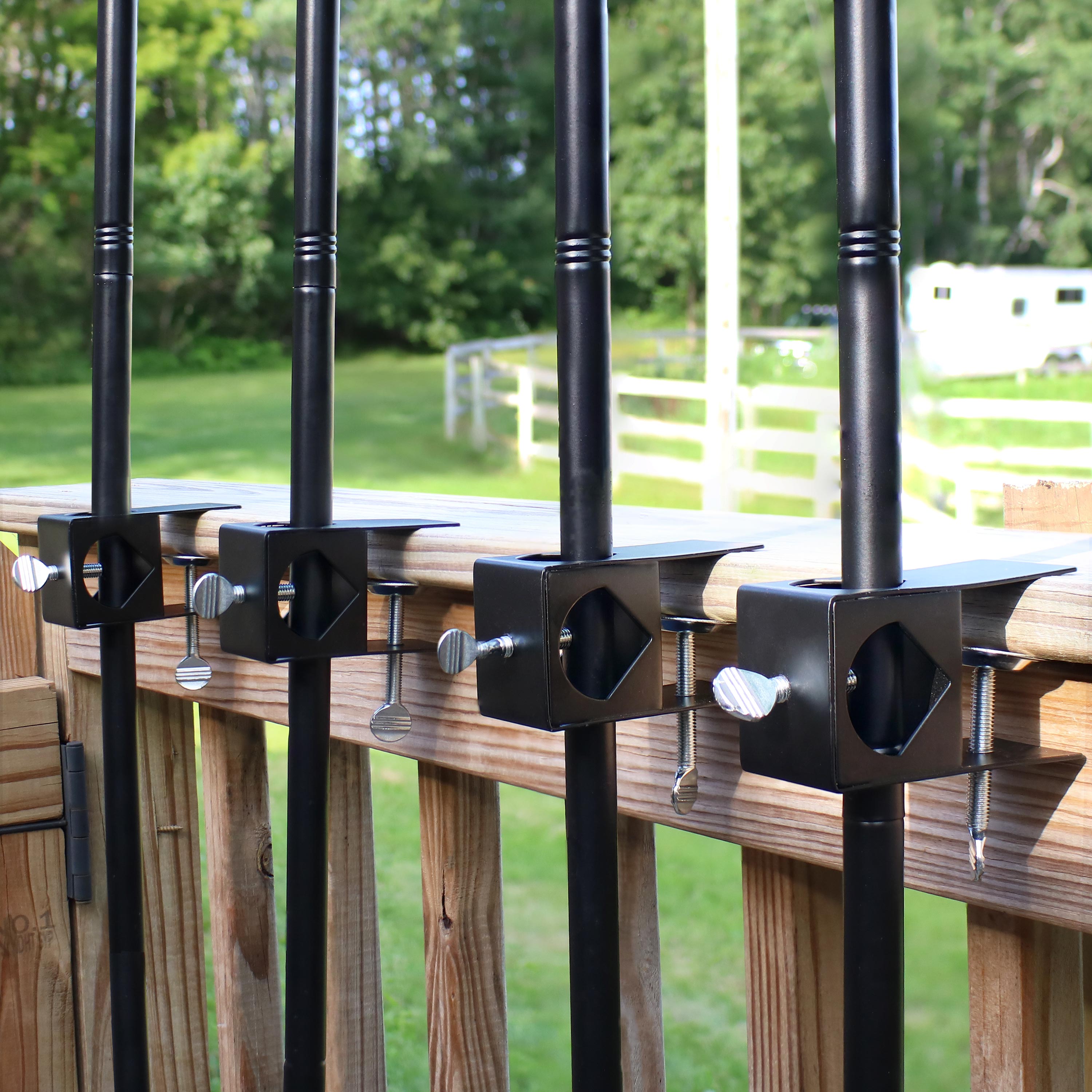 Sunnydaze Outdoor Torch Deck Clamp - Heavy Duty Metal Holder for Patio, Garden, Poolside & Backyard Tiki Torches - Perfect for Outdoor Parties, BBQ & Camping
