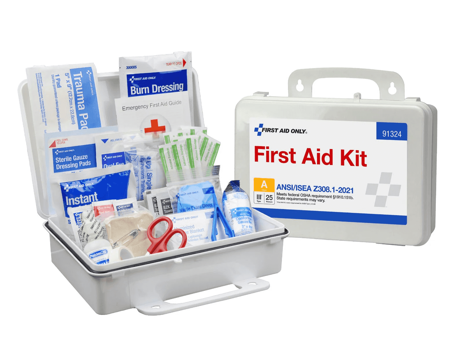 25 Person ANSI A First Aid Kit in Durable Plastic Case - Case of 12 - Perfect for Offices, Schools, and Emergency Preparedness