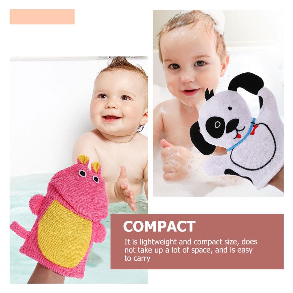 **4-Pack Cartoon Bath Mitts for Kids - Soft Wash Gloves & Body Towels for Toddlers - Portable Shower Mittens for Gentle Cleaning - Perfect for Bath Time, Baby Care & Sensitive Skin**    *(Ideal for Gentle Bathing, Baby Hygiene, Sensitive Skin Care & Fun Shower Time for Toddlers)*