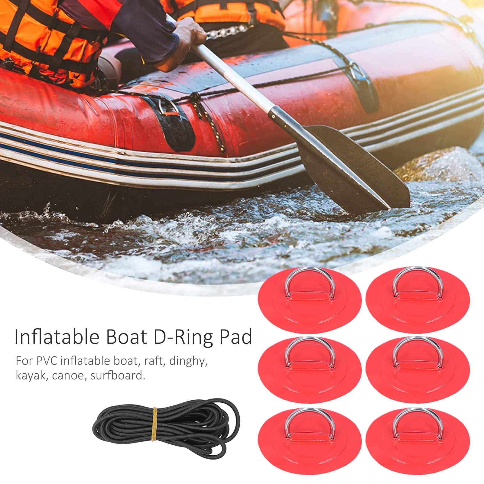 D-Ring Patch for Kayak & Inflatable Boat - Lightweight PVC D-Pad Accessory (Red) - Perfect for Kayaking, Rafting and Water Sports Gear Repair