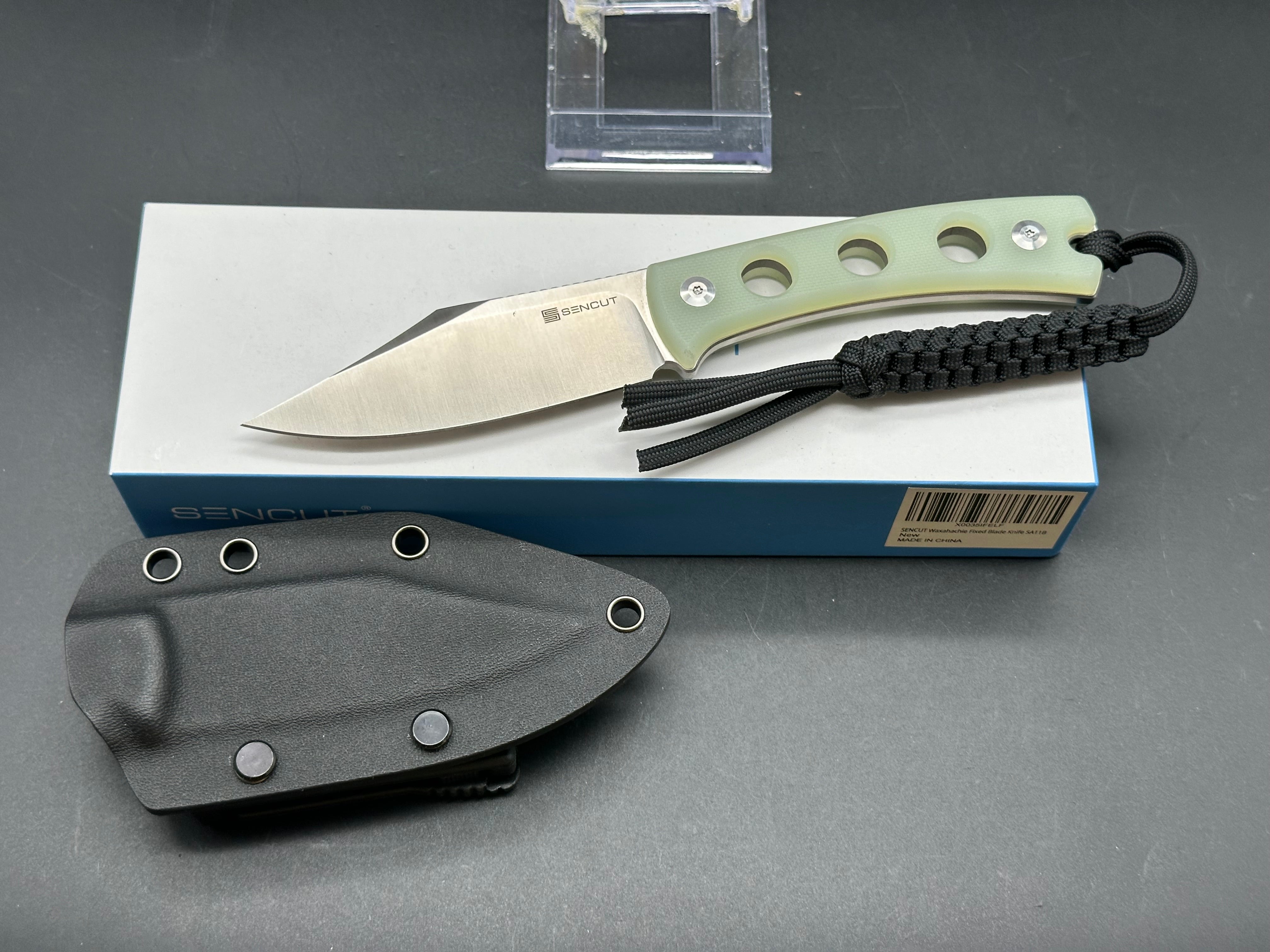 SENCUT Waxahachie Fixed Blade Knife - 9Cr18MoV Steel, G10 Handle, Clip Point, Plain Edge, Satin Finish - Ideal for Camping, Hunting, and Outdoor Survival