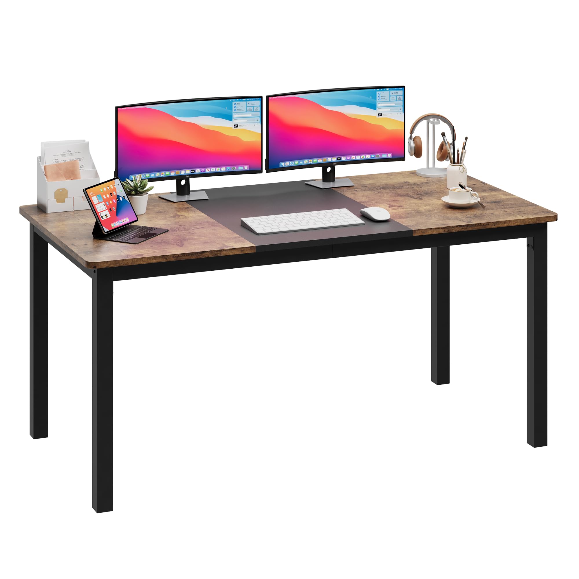 63 Inch Large Computer Desk for Home Office - Black Metal Frame Gaming & Writing Workstation, Modern Simple Style Study Desk (31.5