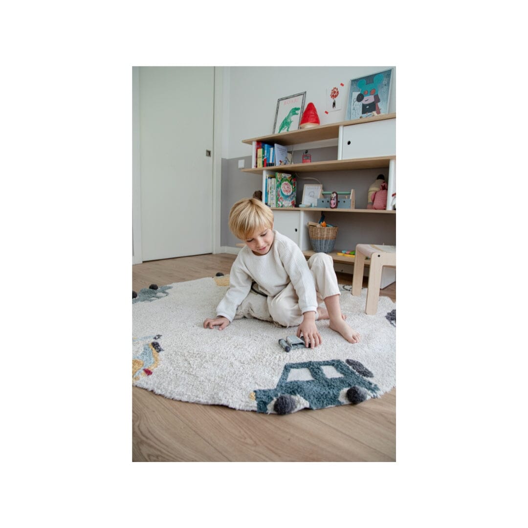Lorena Canals Machine Washable Rug with Wheels Design - Soft & Eco-Friendly Kids Playroom Carpet for Nursery, Bedroom and Play Areas