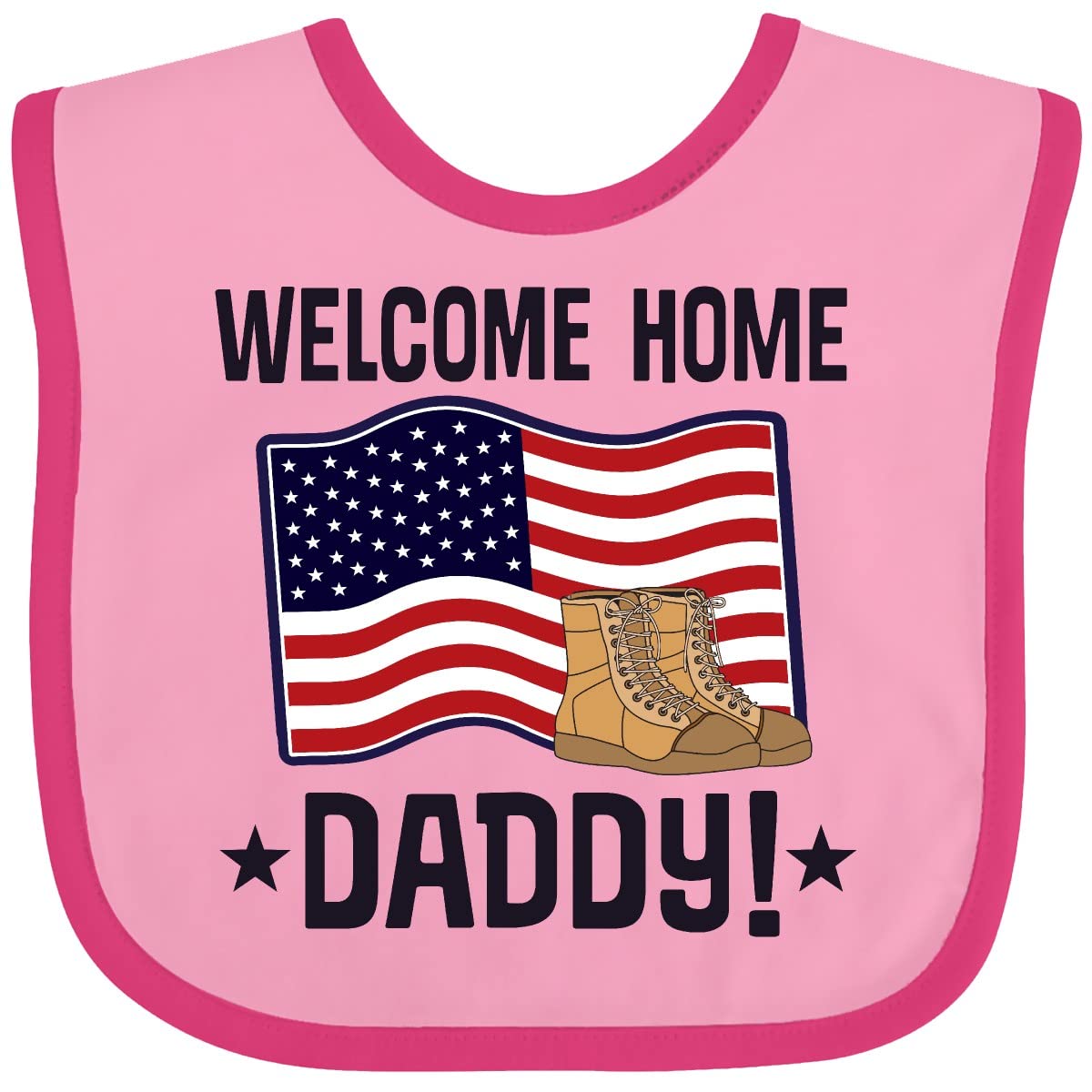 Inktastic Military Daddy Welcome Home Baby Bib - Soft Cotton Bib for Newborns & Infants - Perfect for Homecoming, Military Family Gifts, and Baby Showers