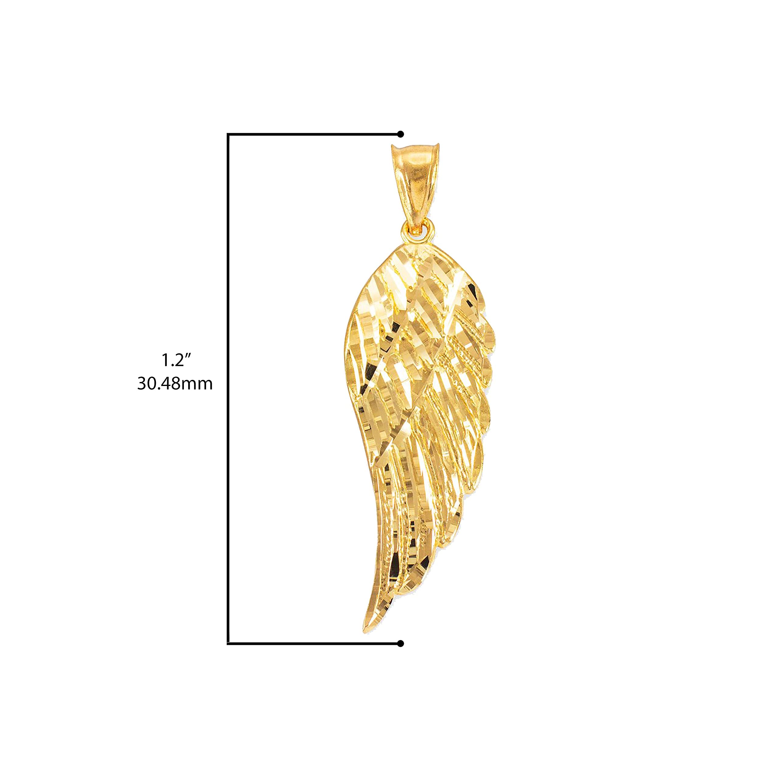14K Yellow Gold Angel Wing Charm Pendant Necklace with Rolo Chain - Religious Jewelry for Women - Adjustable Chain Lengths - Perfect for Baptism, Confirmation & Spiritual Gifts