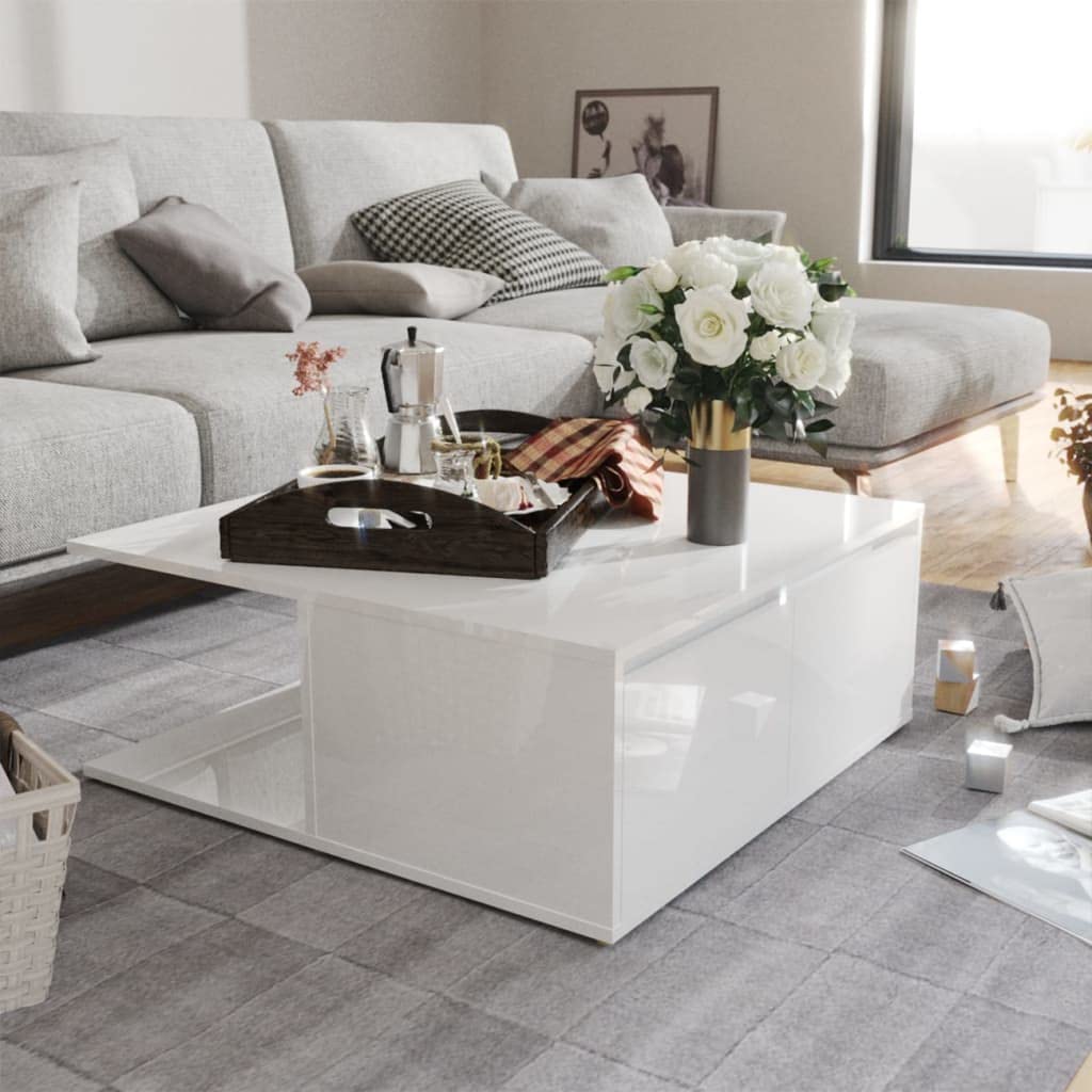 White Coffee Table with Storage - 31.5