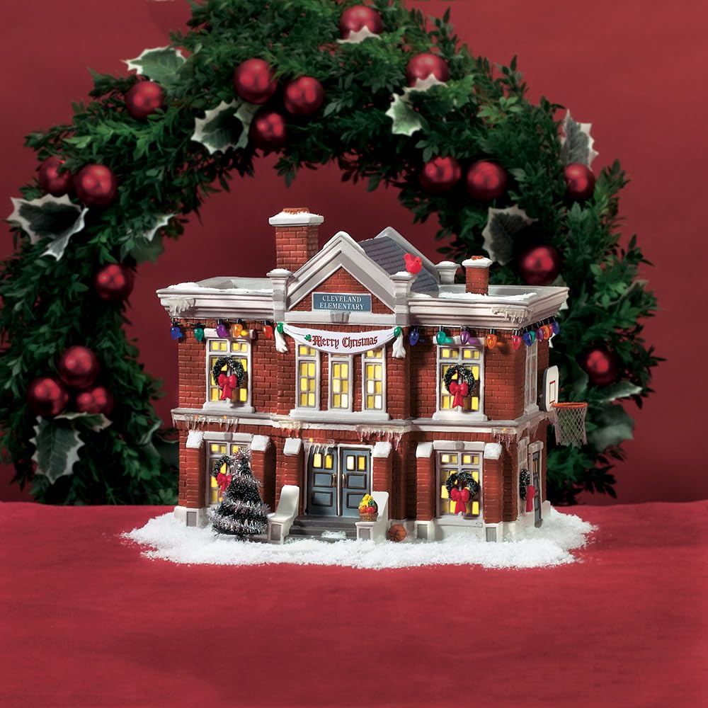 Department 56 Christmas Story Village Cleveland Elementary School - Authentic Collectible Holiday Decoration for Christmas Villages & Winter Displays