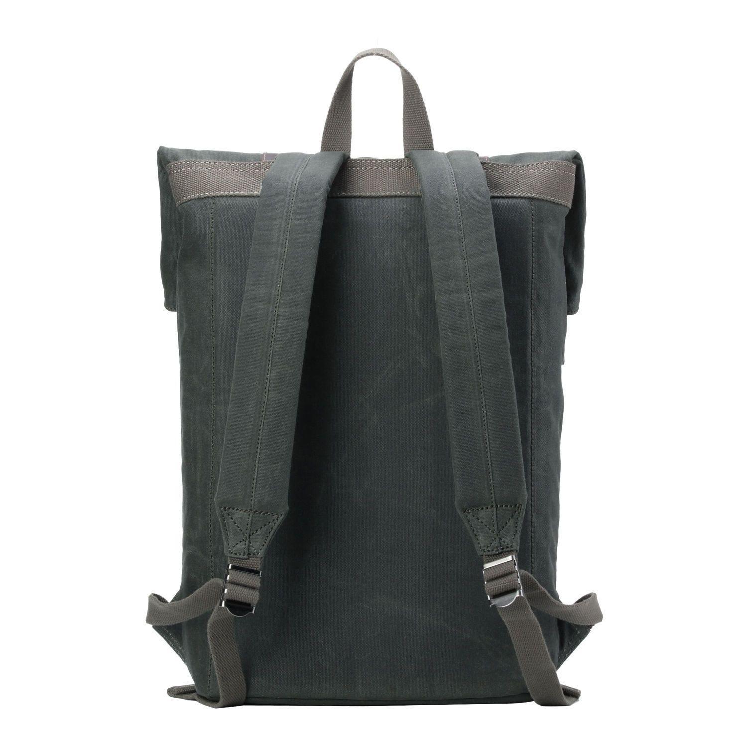 TRP0425 Troop London Heritage Canvas 15 Inch Laptop Backpack - Waterproof Smart Casual Daypack with Foldable Top for Work, School & Travel | Durable Business & College Backpack